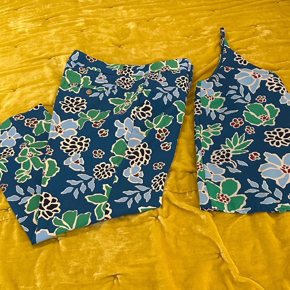 Banana Republic Factory Floral Pantsuit in Blue and Green